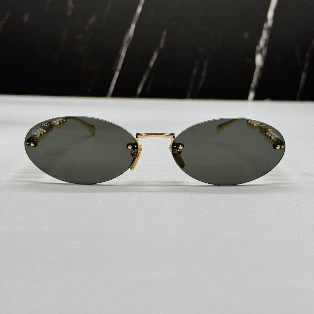 NEW GUCCI SUNGLASSES GOLD WOMEN OVAL EYEWEAR GUCCI GG1922S 001 - Picture 3 of 13
